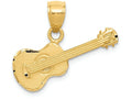FJC Finejewelers 14k Yellow Gold Satin Bright Cut Acoustic Guitar Charm