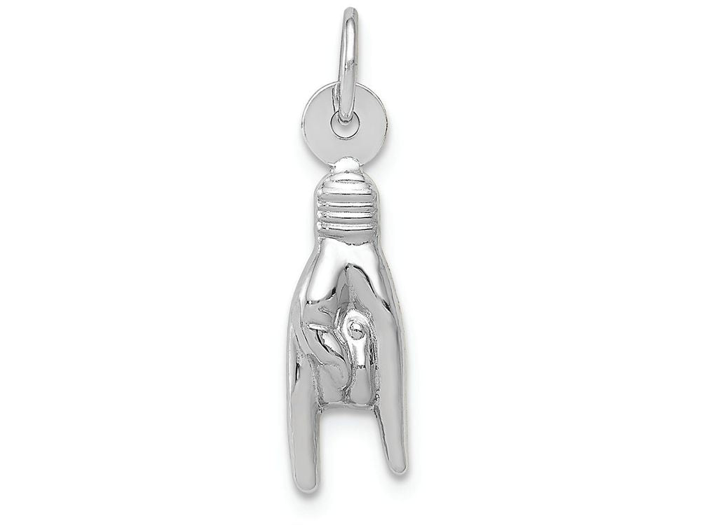 FJC Finejewelers 14k White Gold Rock On Sign Charm