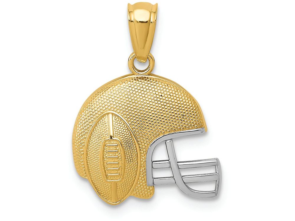 FJC Finejewelers 14k Yellow Gold with with Rhodium Satin Polished Football On Helmet Charm