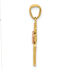 FJC Finejewelers 14k Yellow Rose Gold Polished Bright Cut Cross with Flower Charm