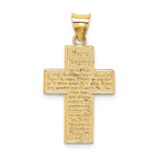 FJC Finejewelers 14k Yellow Gold Textured Reversible Lord's Prayer In Spanish Cross Charm