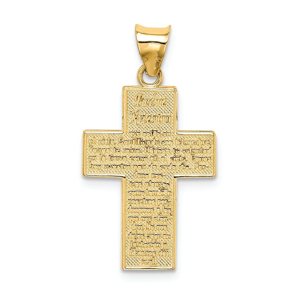 FJC Finejewelers 14k Yellow Gold Textured Reversible Lord's Prayer In Spanish Cross Charm