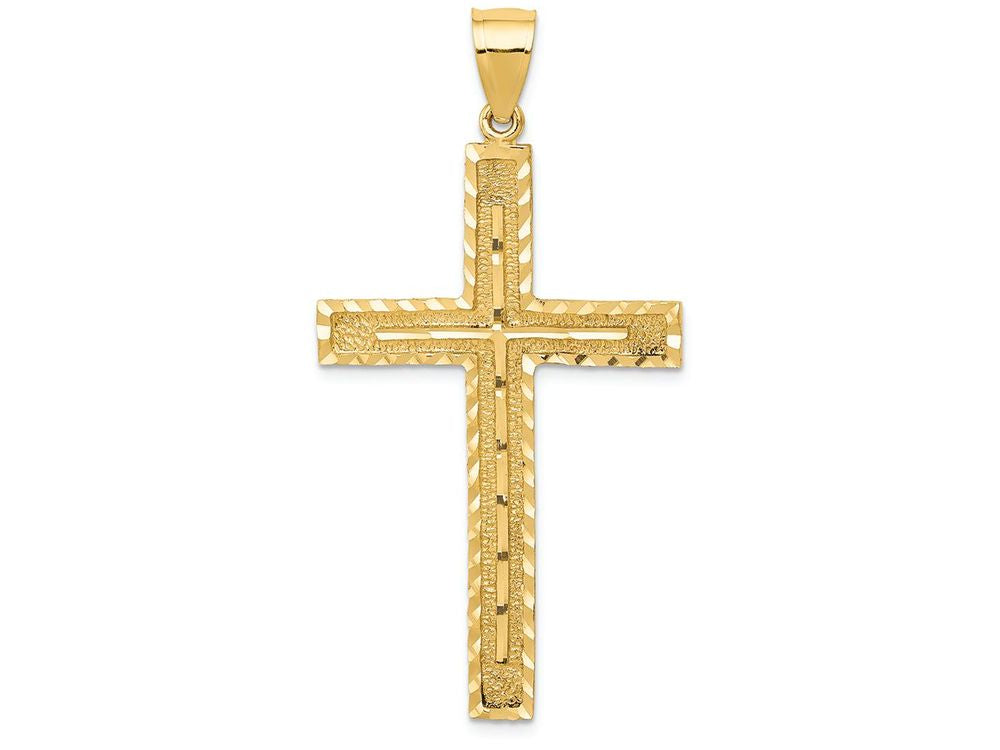 FJC Finejewelers 14k Yellow Gold Polished And Textured Bright Cut Latin Cross Charm