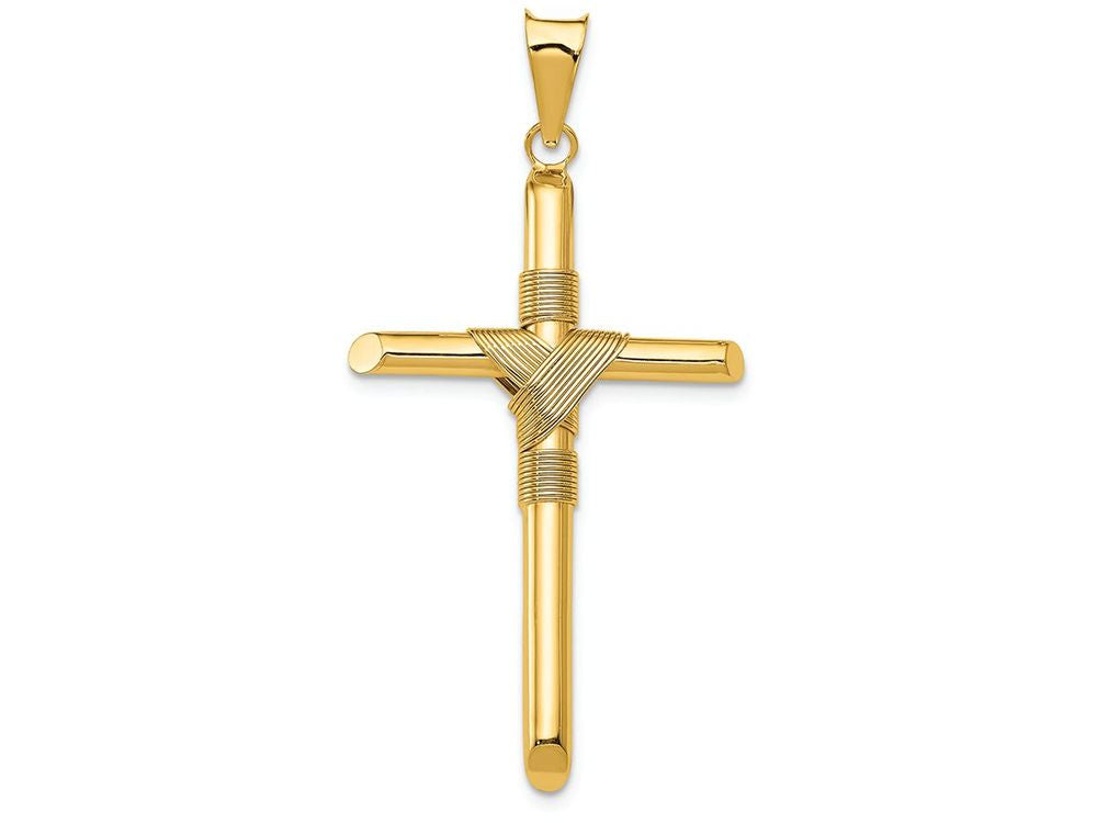 FJC Finejewelers 14k Yellow Gold Polished Tube Cross Charm
