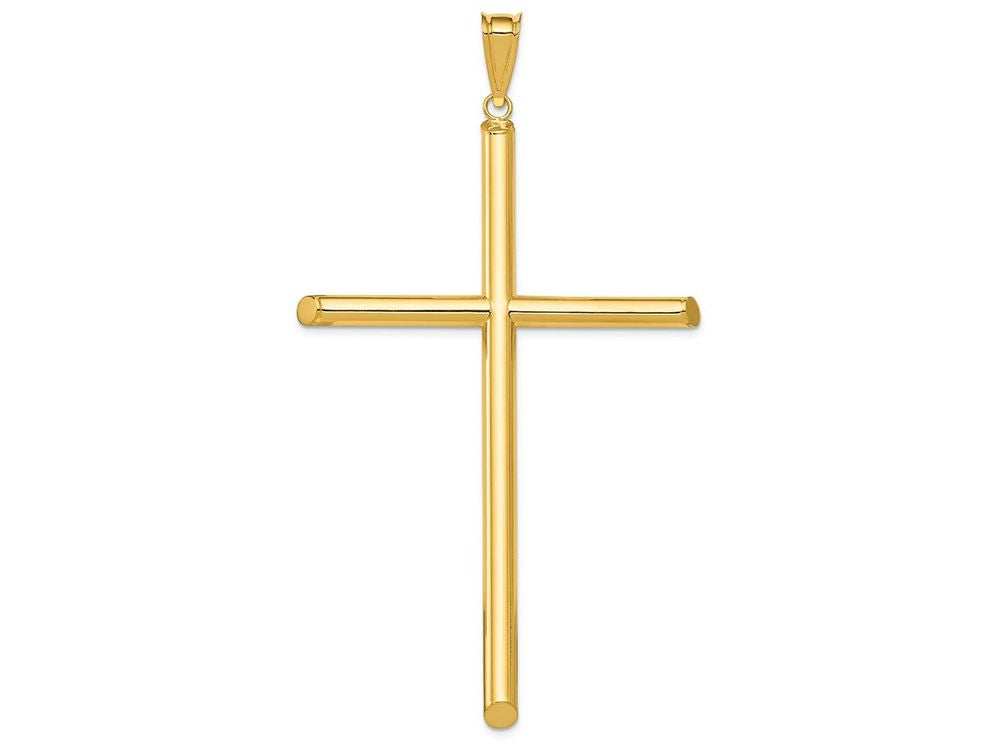 FJC Finejewelers 14k Yellow Gold Polished Tube Cross Charm