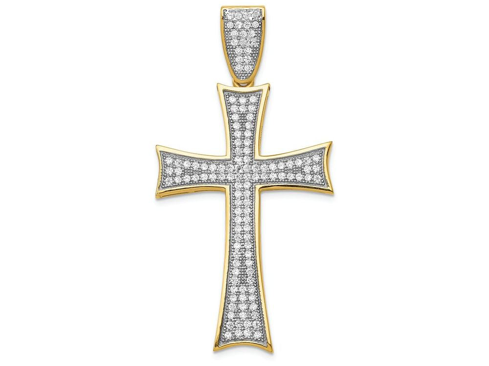 FJC Finejewelers 14k Yellow Gold Micro Pavé CZ Large Cross Charm