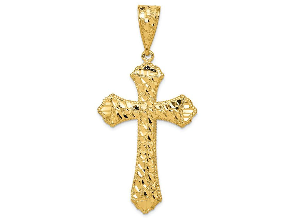 FJC Finejewelers 14k Yellow Gold Bright Cut Budded Cross Charm