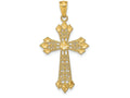 FJC Finejewelers 14k Yellow Gold Bright Cut Polished Filigree Cross Charm