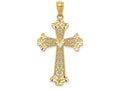 FJC Finejewelers 14k Yellow Gold Bright Cut Polished Filigree Hearts Cross Charm