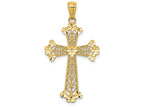 FJC Finejewelers 14k Yellow Gold Bright Cut Polished Filigree Hearts Cross Charm