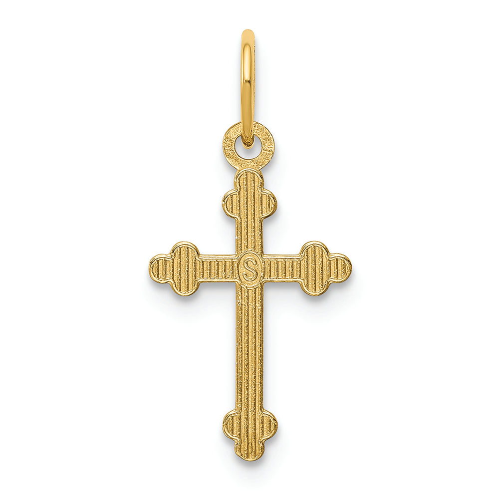 FJC Finejewelers 14k Yellow Gold Small Bright Cut Budded Cross Charm