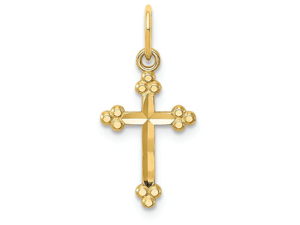FJC Finejewelers 14k Yellow Gold Small Bright Cut Budded Cross Charm