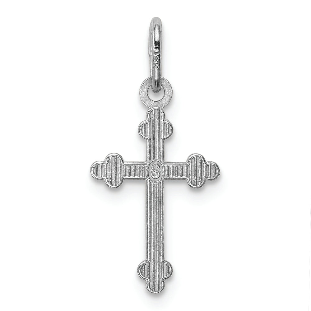 FJC Finejewelers 14k White Gold Polished Bright Cut Small Budded Cross Charm