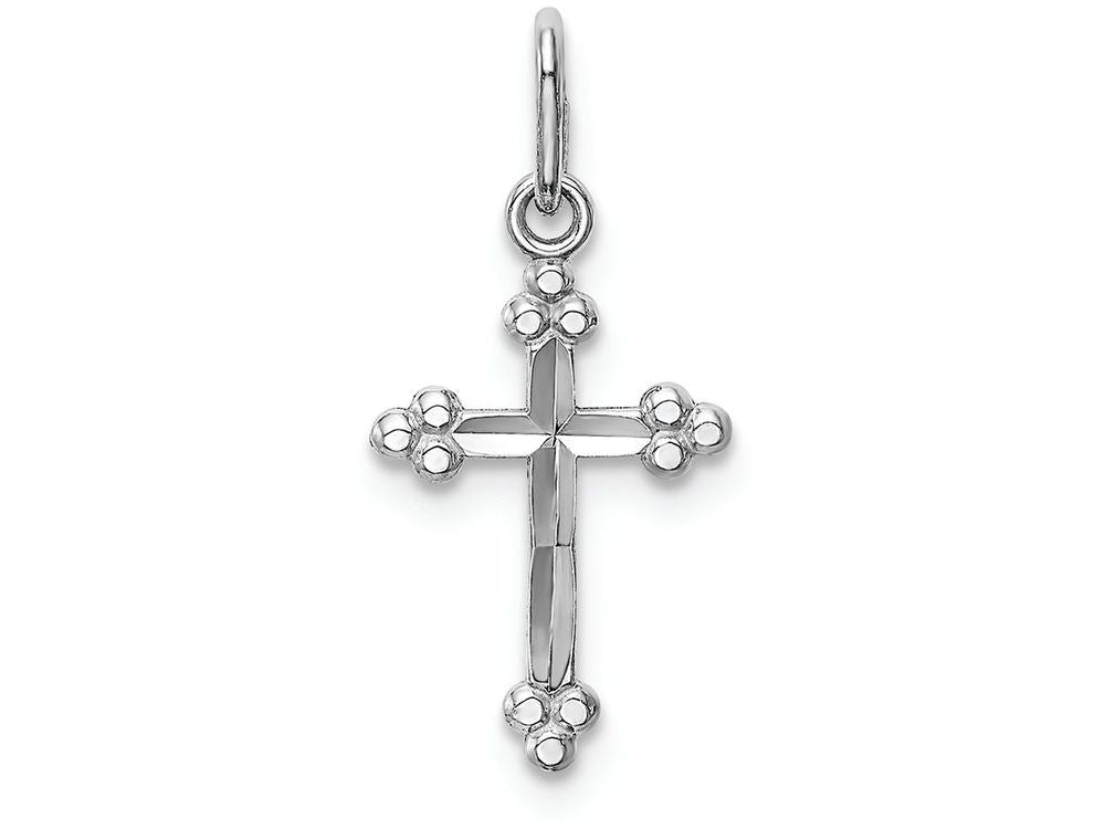 FJC Finejewelers 14k White Gold Polished Bright Cut Small Budded Cross Charm