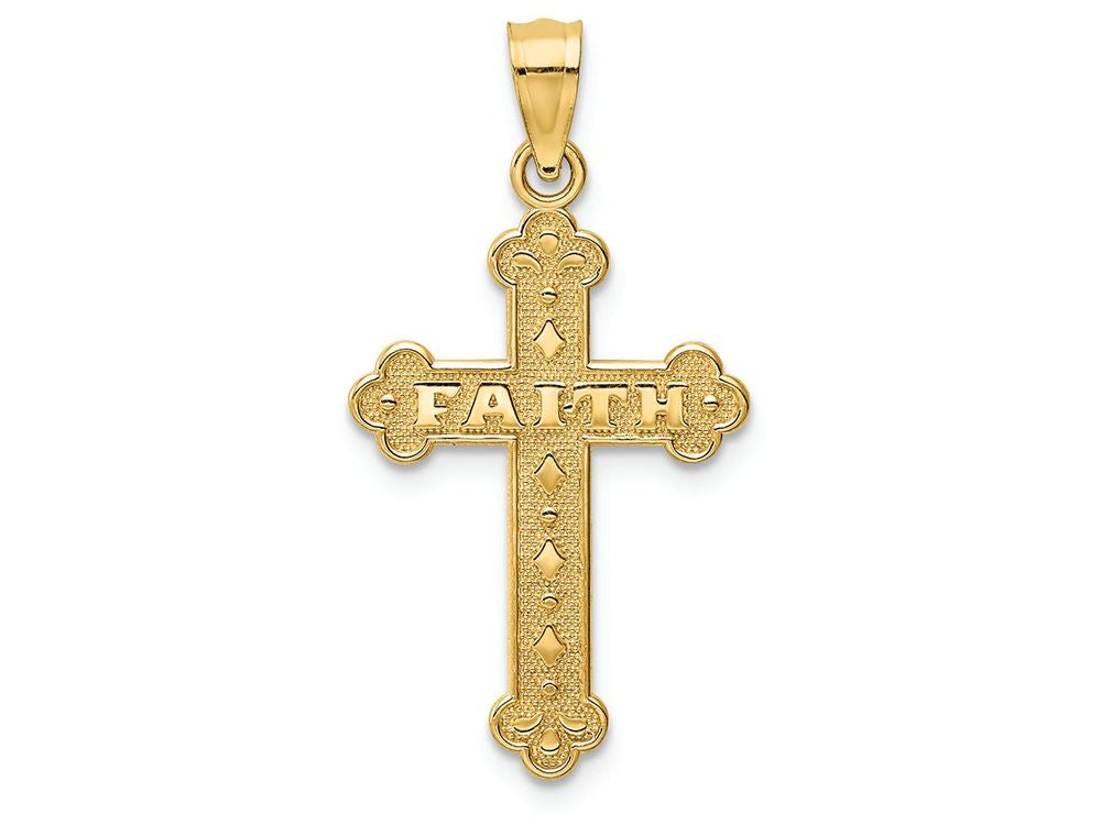 FJC Finejewelers 14k Yellow Gold Satin Polished Faith Cross Charm