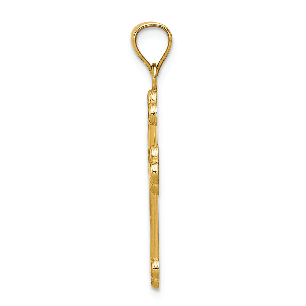 FJC Finejewelers 14k Yellow Gold Satin Polished Budded Cross Charm