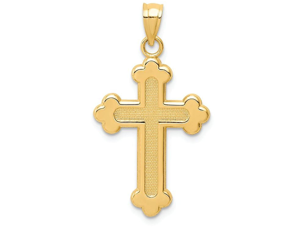 FJC Finejewelers 14k Yellow Gold Satin Polished Budded Cross Charm