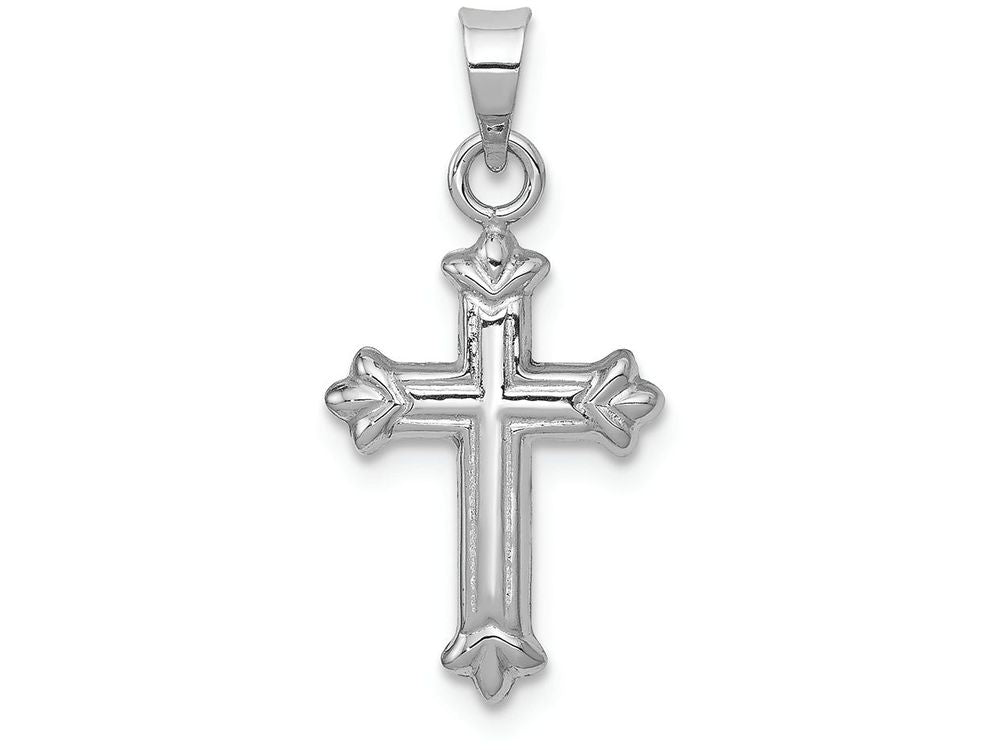 FJC Finejewelers 14k White Gold Fleur De Lis Hollow Cross Charm