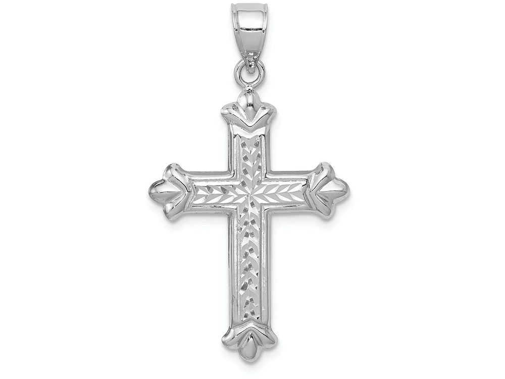 FJC Finejewelers 14k White Gold Reversible Bright Cut Cross Charm