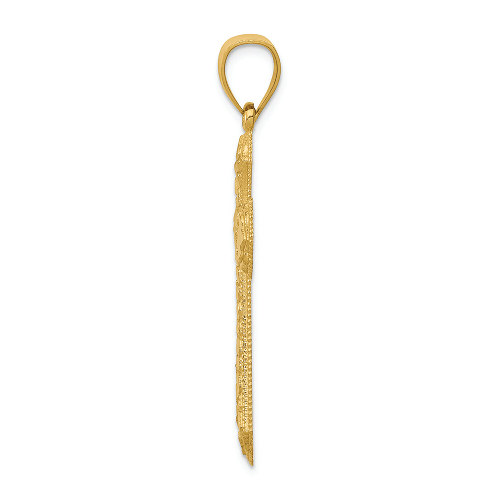 FJC Finejewelers 14k Yellow Gold Bright Cut Budded Cross Charm