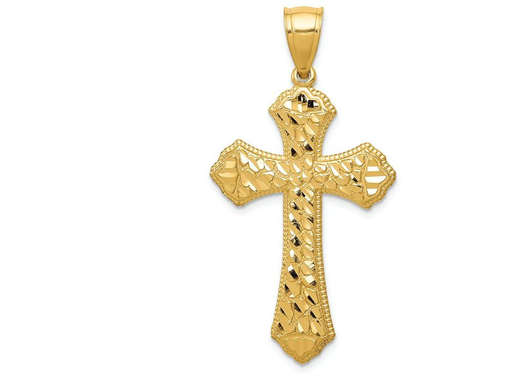 FJC Finejewelers 14k Yellow Gold Bright Cut Budded Cross Charm