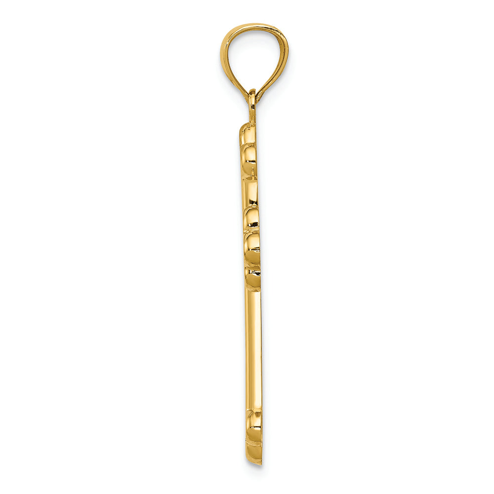 FJC Finejewelers 14k Yellow Gold Satin Polished Budded Cross Charm