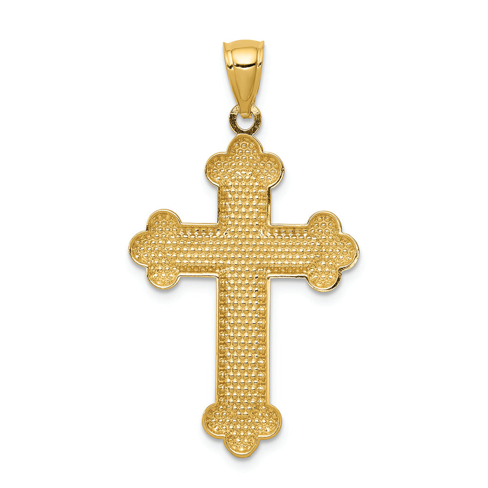 FJC Finejewelers 14k Yellow Gold Satin Polished Budded Cross Charm