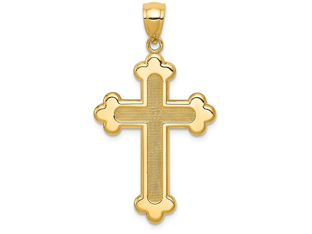 FJC Finejewelers 14k Yellow Gold Satin Polished Budded Cross Charm
