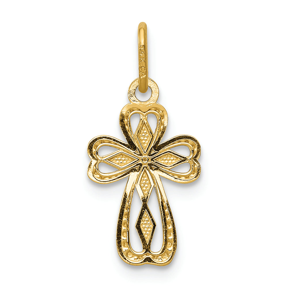 FJC Finejewelers 14k Yellow Gold Bright Cut Polished Small Cross Charm