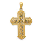 FJC Finejewelers 14k Yellow Gold with with Rhodium Reversible Bright Cut Filigree Cross Charm