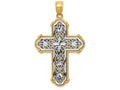 FJC Finejewelers 14k Yellow Gold with with Rhodium Reversible Bright Cut Filigree Cross Charm