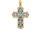 FJC Finejewelers 14k Yellow Gold with with Rhodium Reversible Bright Cut Filigree Cross Charm