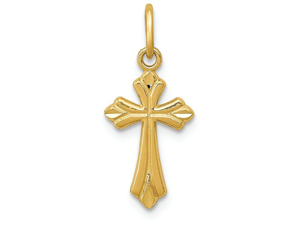 FJC Finejewelers 14k Yellow Gold Polished Bright Cut Small Cross Charm