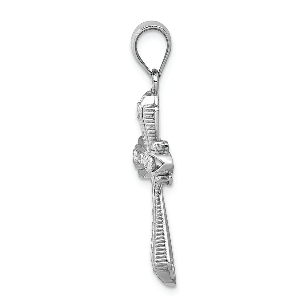 FJC Finejewelers 14k White Gold Polished Bright Cut Fancy Cross Charm