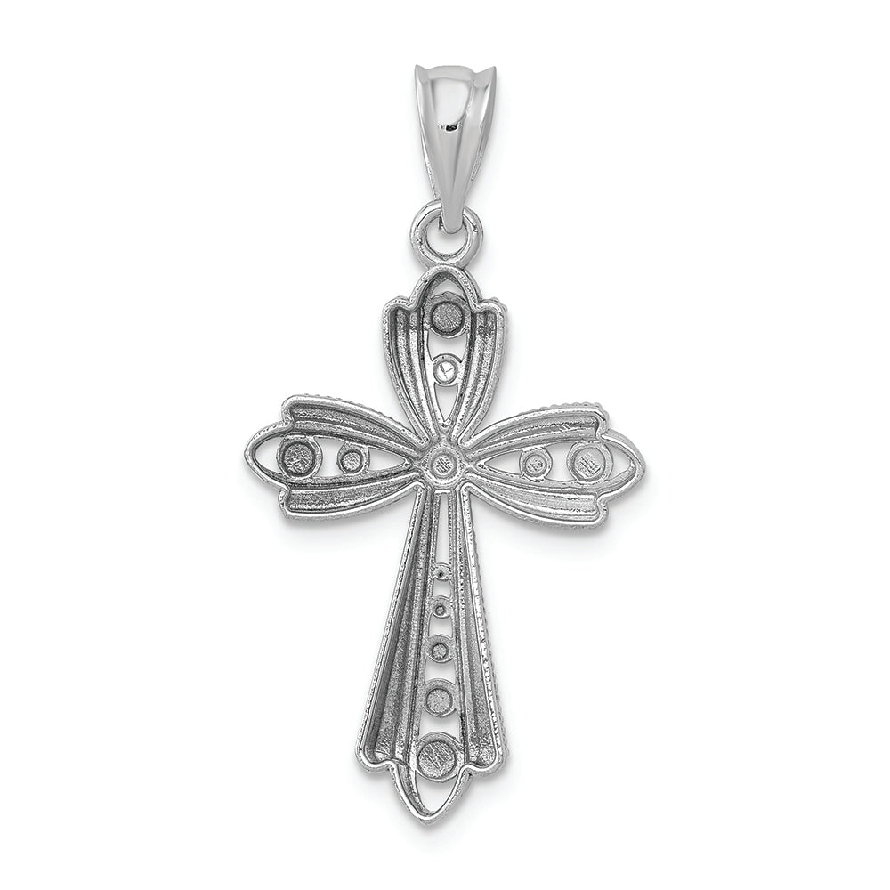 FJC Finejewelers 14k White Gold Polished Bright Cut Fancy Cross Charm