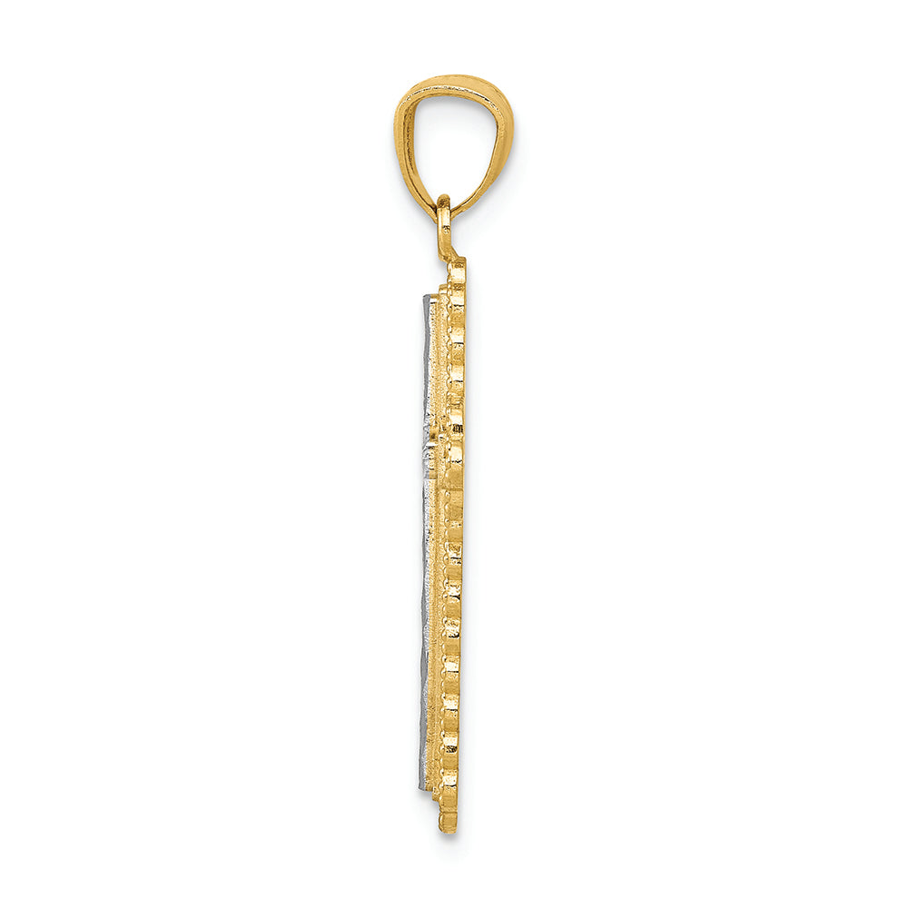 FJC Finejewelers 14k Yellow Gold with with Rhodium Bright Cut Budded Cross Charm
