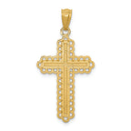 FJC Finejewelers 14k Yellow Gold with with Rhodium Bright Cut Budded Cross Charm