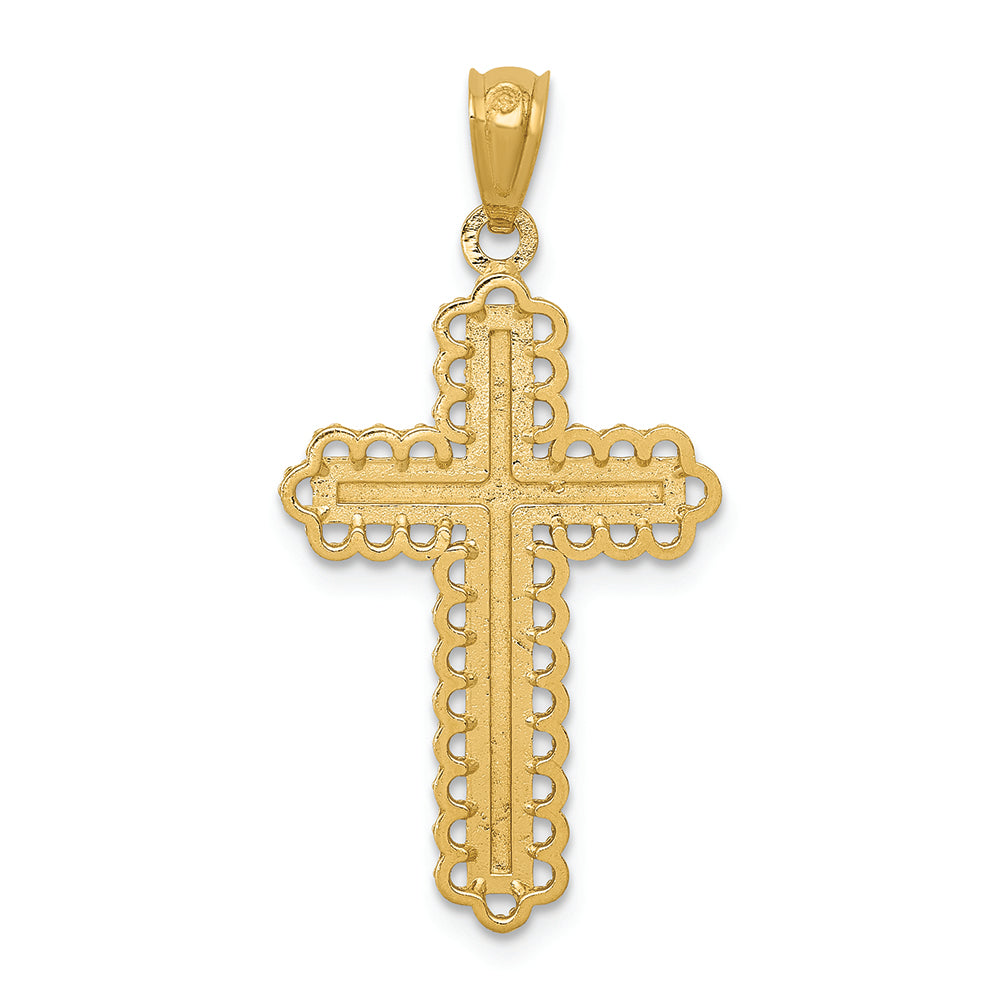 FJC Finejewelers 14k Yellow Gold with with Rhodium Bright Cut Budded Cross Charm