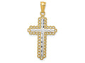 FJC Finejewelers 14k Yellow Gold with with Rhodium Bright Cut Budded Cross Charm