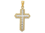 FJC Finejewelers 14k Yellow Gold with with Rhodium Bright Cut Budded Cross Charm