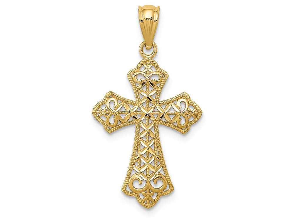 FJC Finejewelers 14k Yellow Gold Polished Filigree Cross Charm
