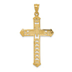 FJC Finejewelers 14k Yellow Gold White with Rhodium with Yellow Polished Bright Cut Dove Cross Charm