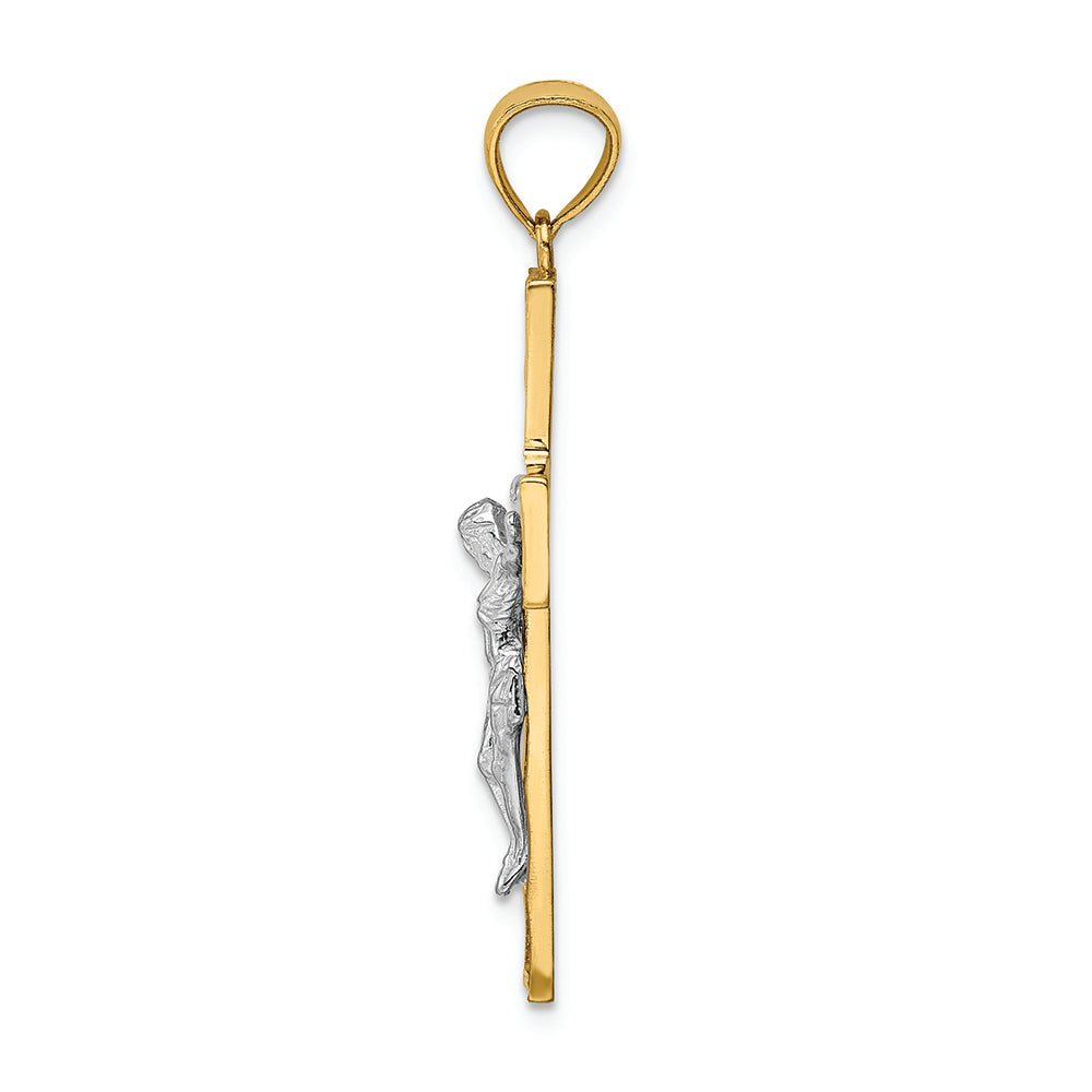 FJC Finejewelers 14k Two-tone Gold Satin Polished Bright Cut Crucifix with Vines Charm