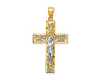 FJC Finejewelers 14k Two-tone Gold Satin Polished Bright Cut Crucifix with Vines Charm