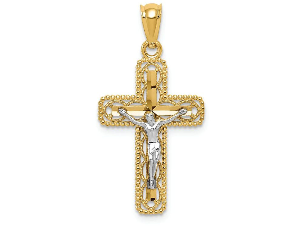 FJC Finejewelers 14k Two-tone Gold Polished Crucifix Charm