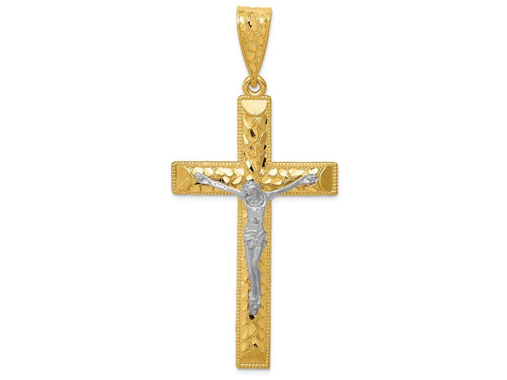 FJC Finejewelers 14k Two-tone Gold Bright Cut Crucifix Charm