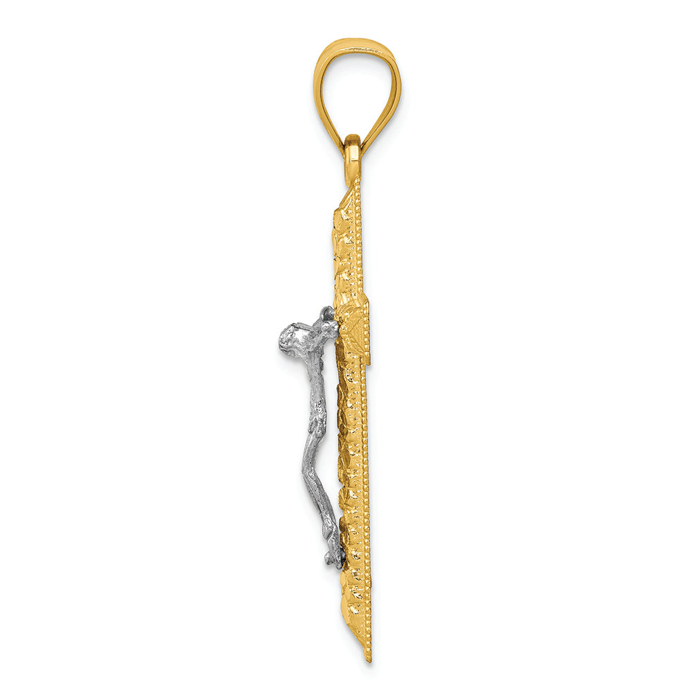 FJC Finejewelers 14k Two-tone Gold Bright Cut Crucifix Charm