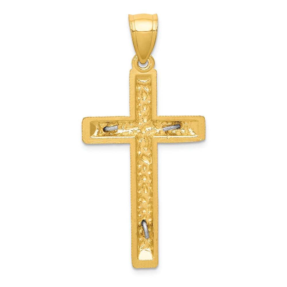 FJC Finejewelers 14k Two-tone Gold Bright Cut Crucifix Charm