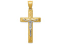 FJC Finejewelers 14k Two-tone Gold Bright Cut Crucifix Charm