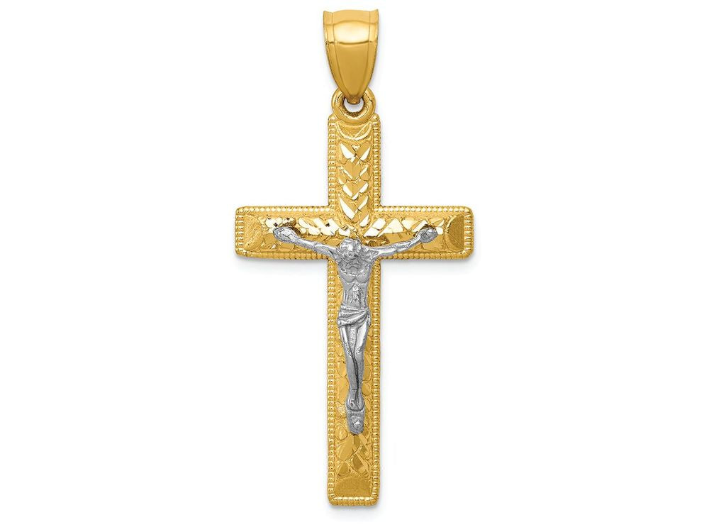FJC Finejewelers 14k Two-tone Gold Bright Cut Crucifix Charm